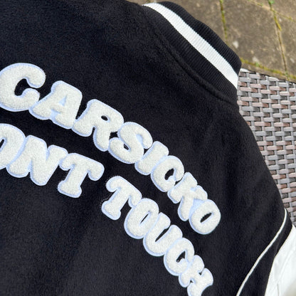 Carsicko Black/White "Don't Touch" Varsity Jacket