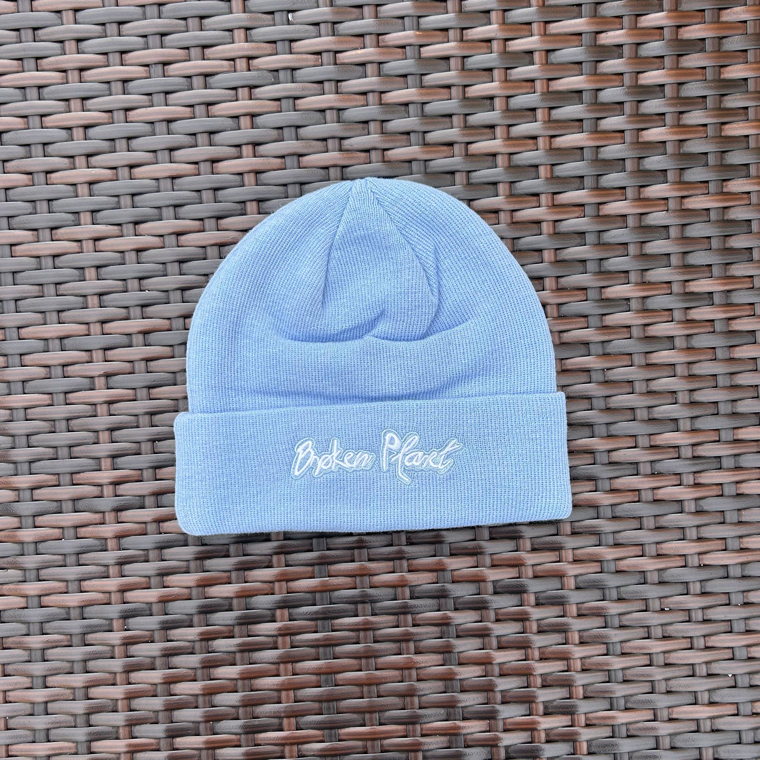 Broken Planet Fold Over Light Blue Beanie