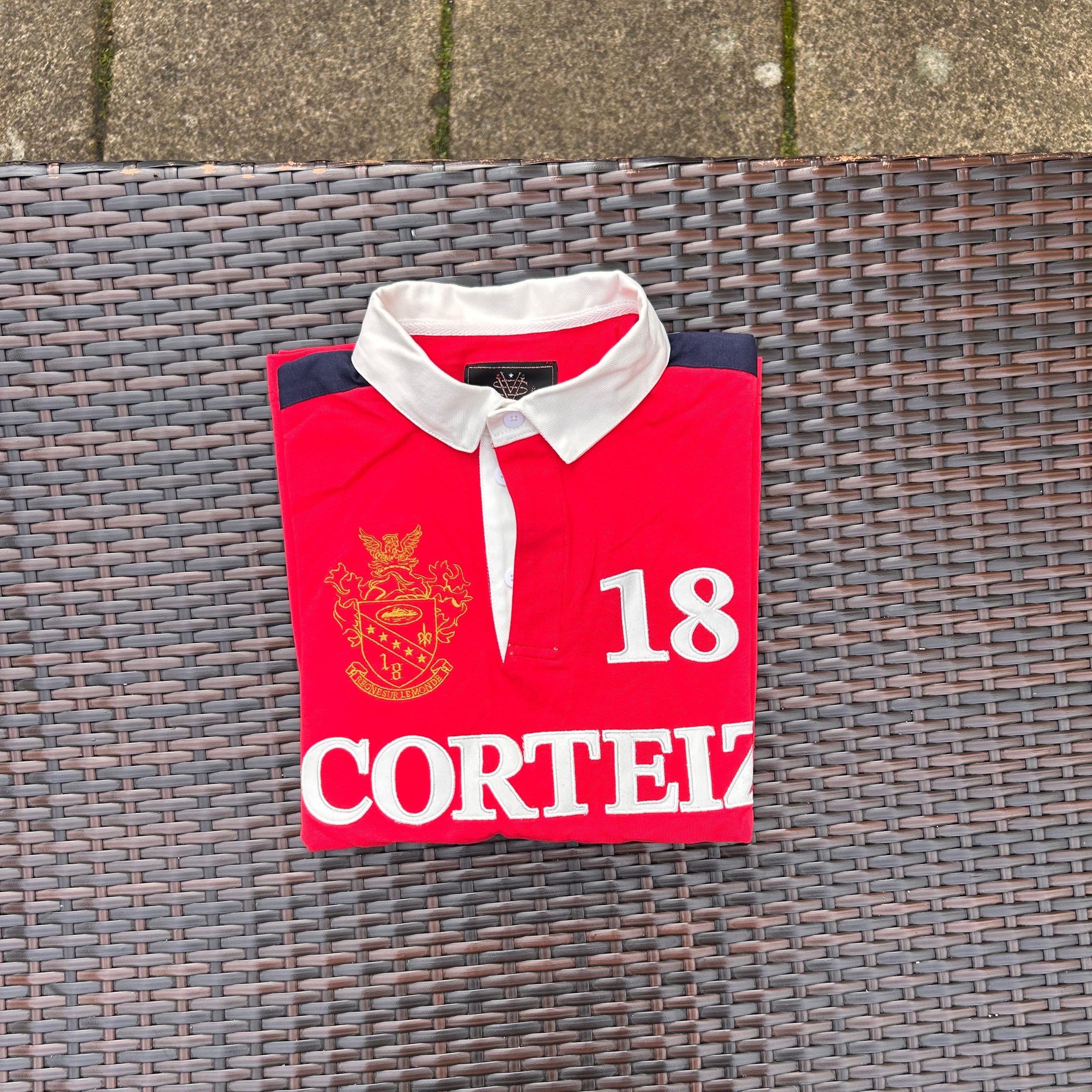Corteiz Red "Rugby" Paneled Pullover