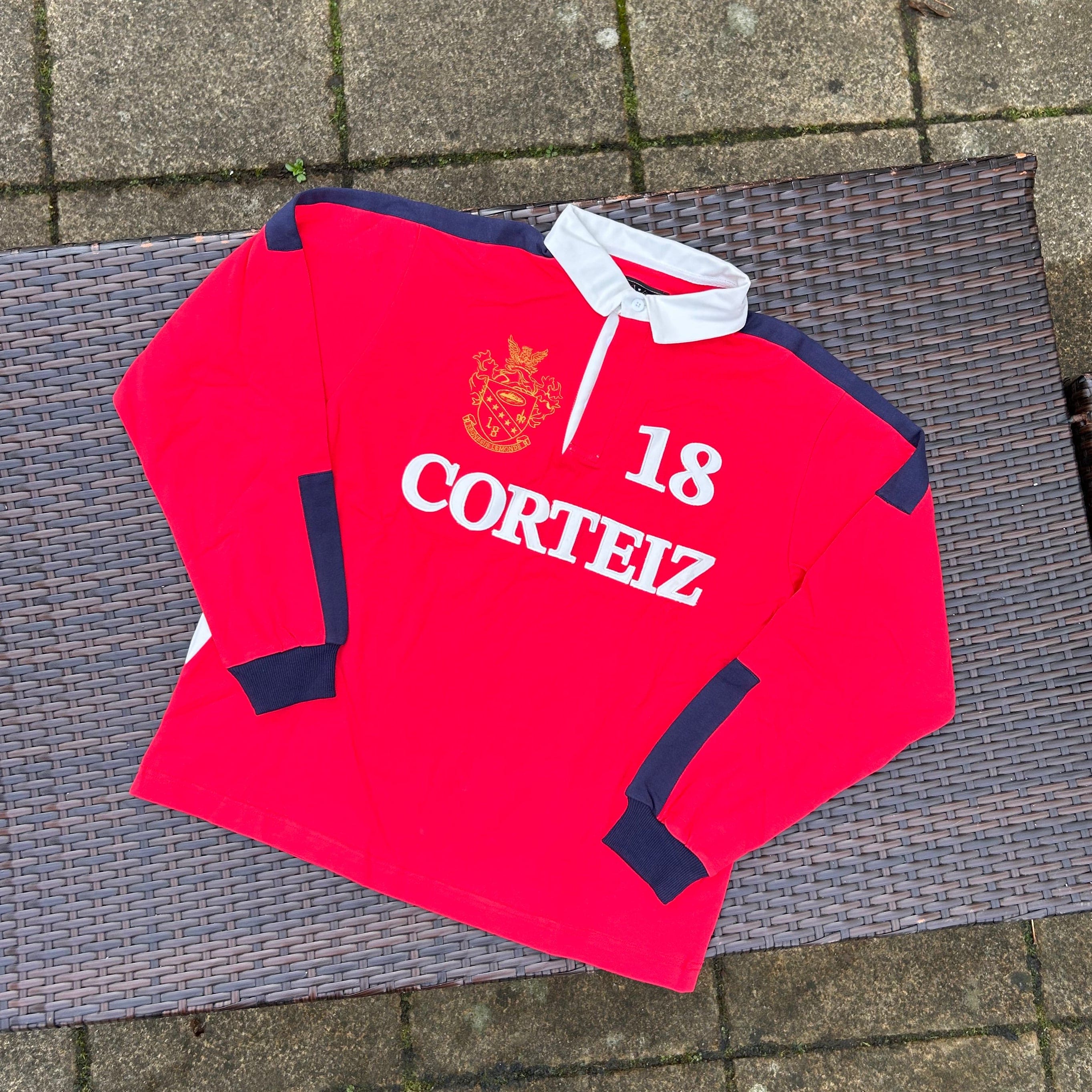 Corteiz Red "Rugby" Paneled Pullover