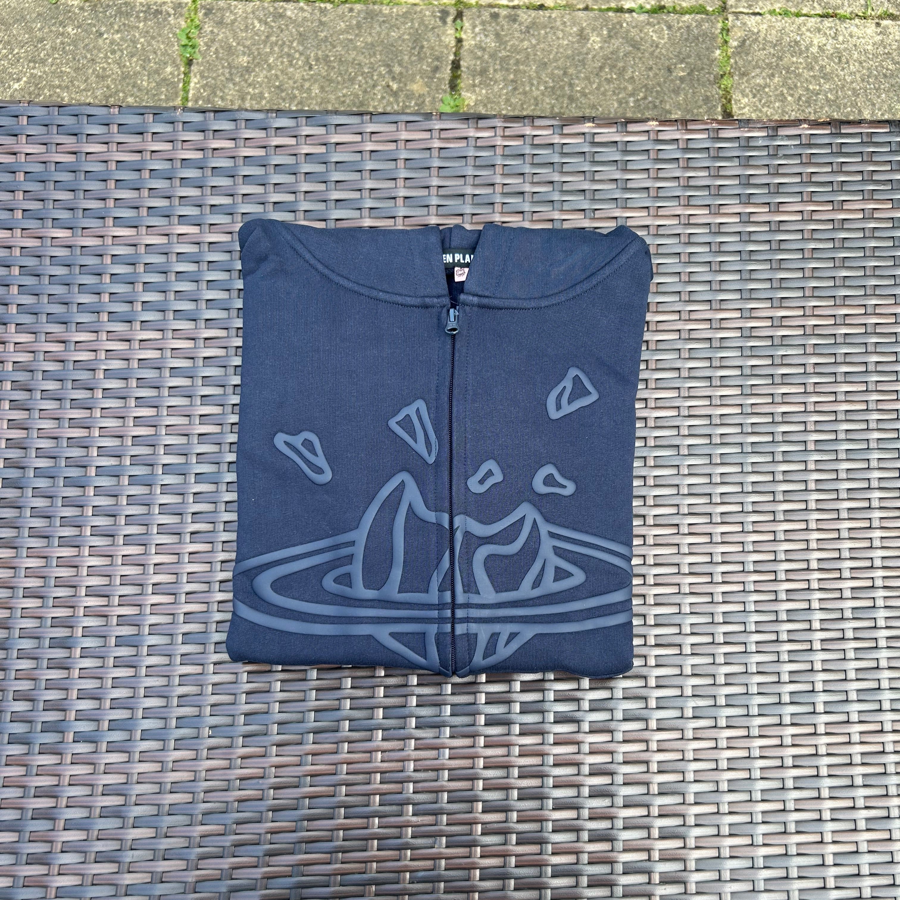 Broken Planet Dark Blue Zip-up Hoodie