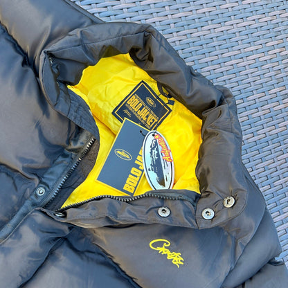 Corteiz Black/Yellow "Bolo" Puffer Jacket