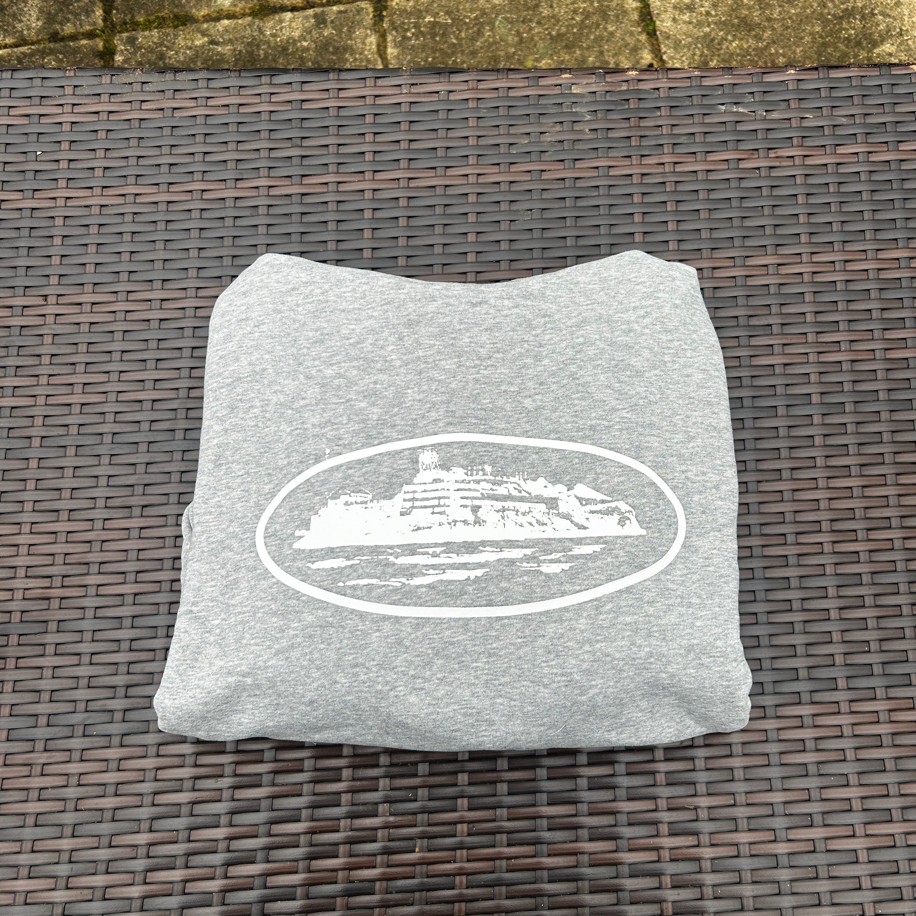 Corteiz Alcatraz Grey/White "Heather" Hoodie