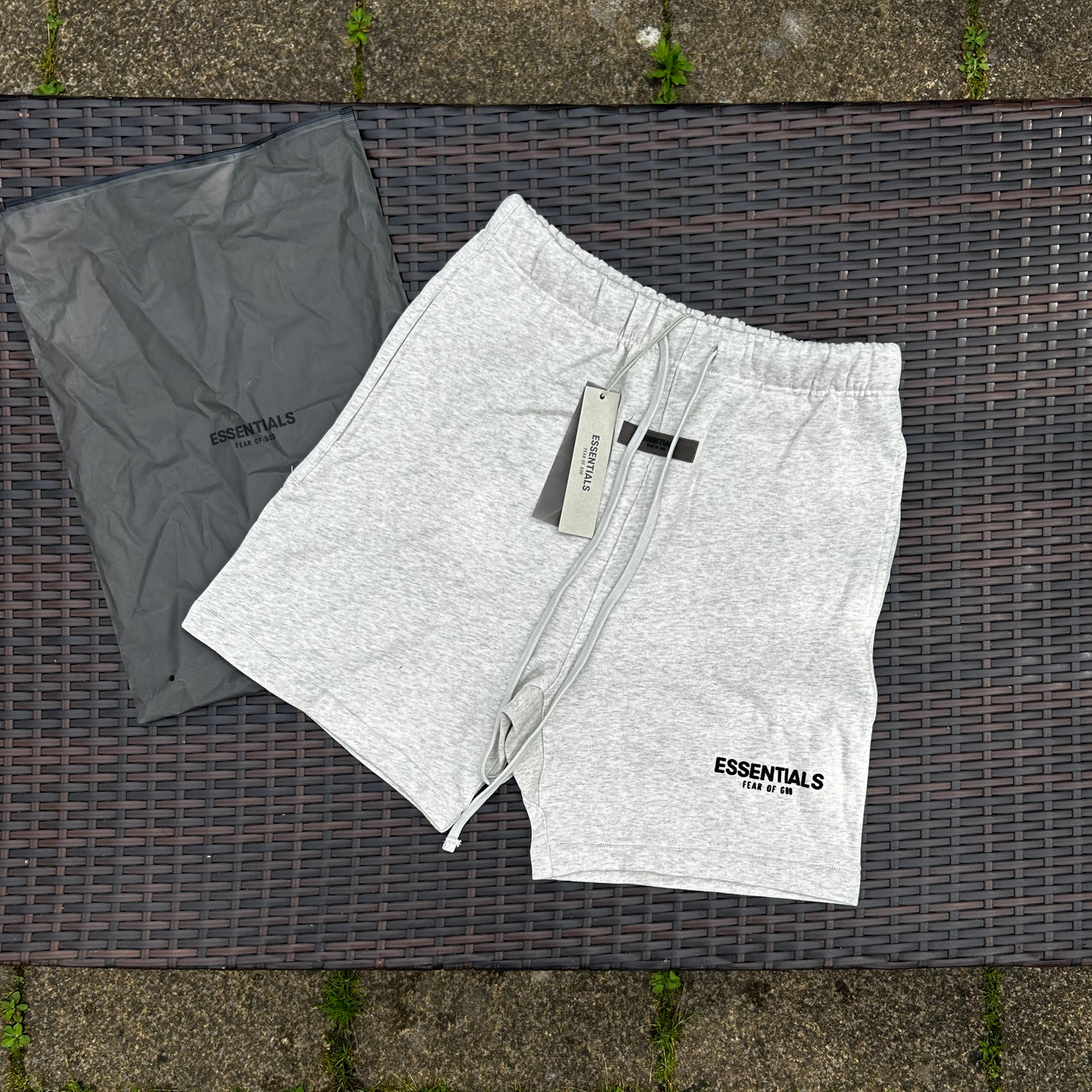 Fear Of God Essentials Light Oatmeal Grey Shorts