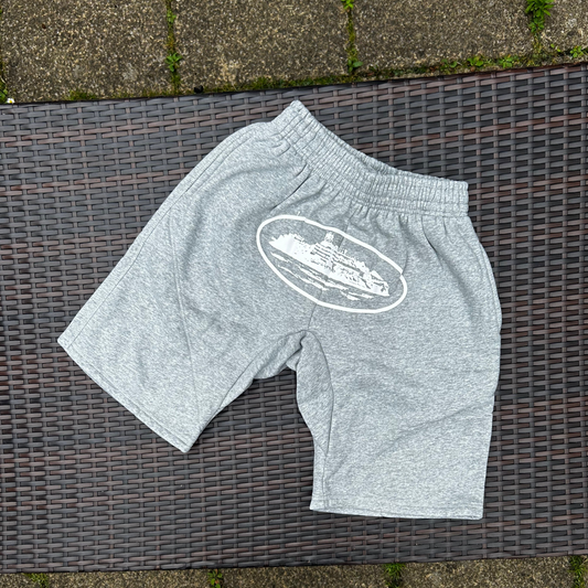 Corteiz Grey/White "Alcatraz" Shorts