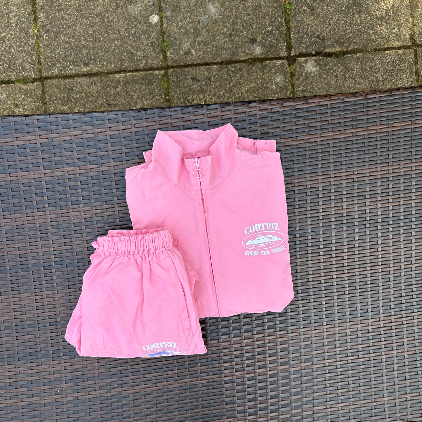 Corteiz Pink/White "Shukushuku" Tracksuit