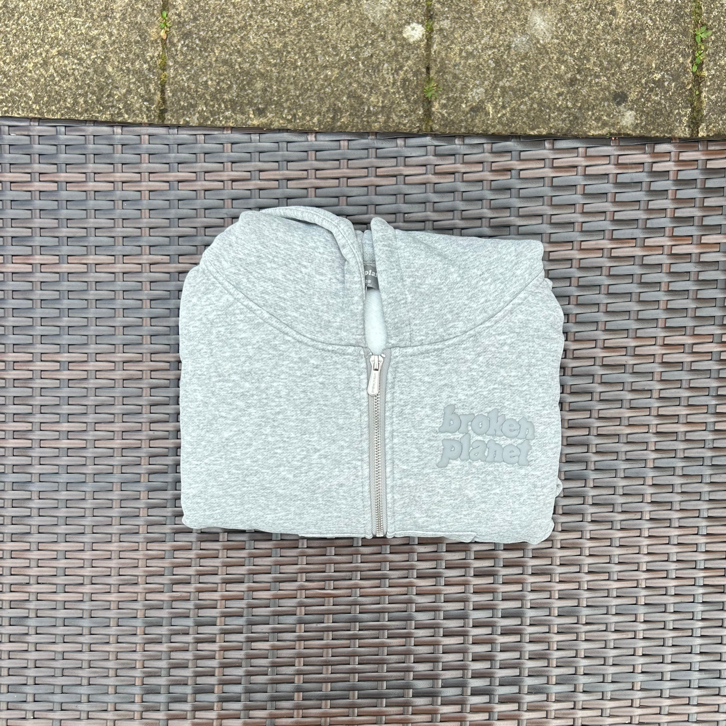 Broken Planet "Grey" Zip-Up Cropped Hoodie