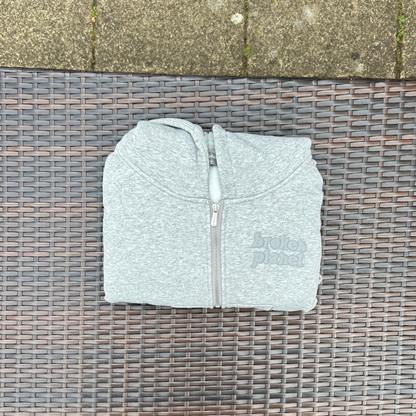 Broken Planet "Grey" Zip-Up Cropped Hoodie