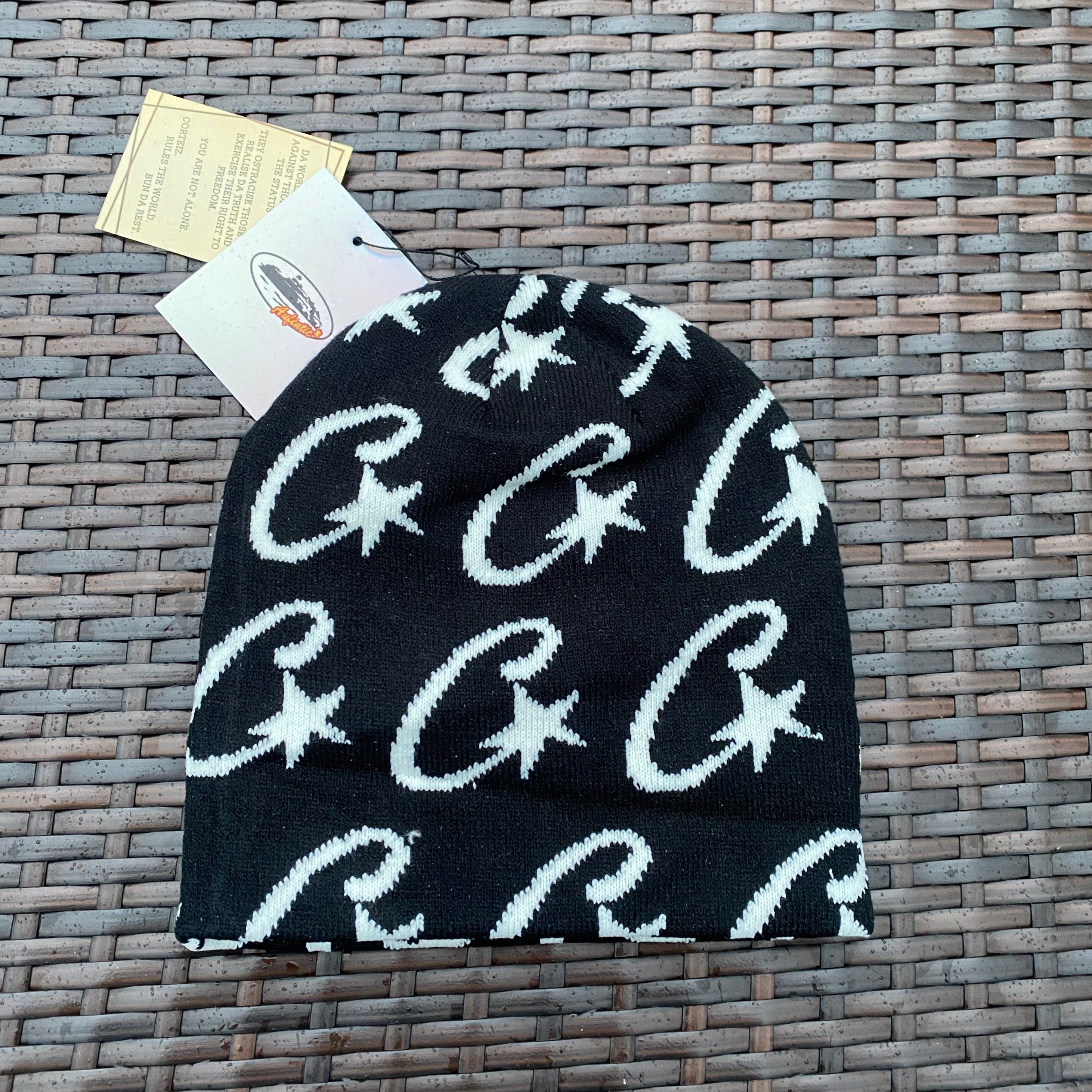 Corteiz Black/White "C Star" Beanie